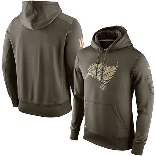 Men's Tampa Bay Buccaneers Nike Olive Salute To Service KO Performance Hoodie - Click Image to Close